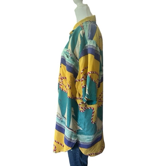 Vintage Silk Club Silk Sailboat Short Sleeve Top size 2X - Picture 4 of 7